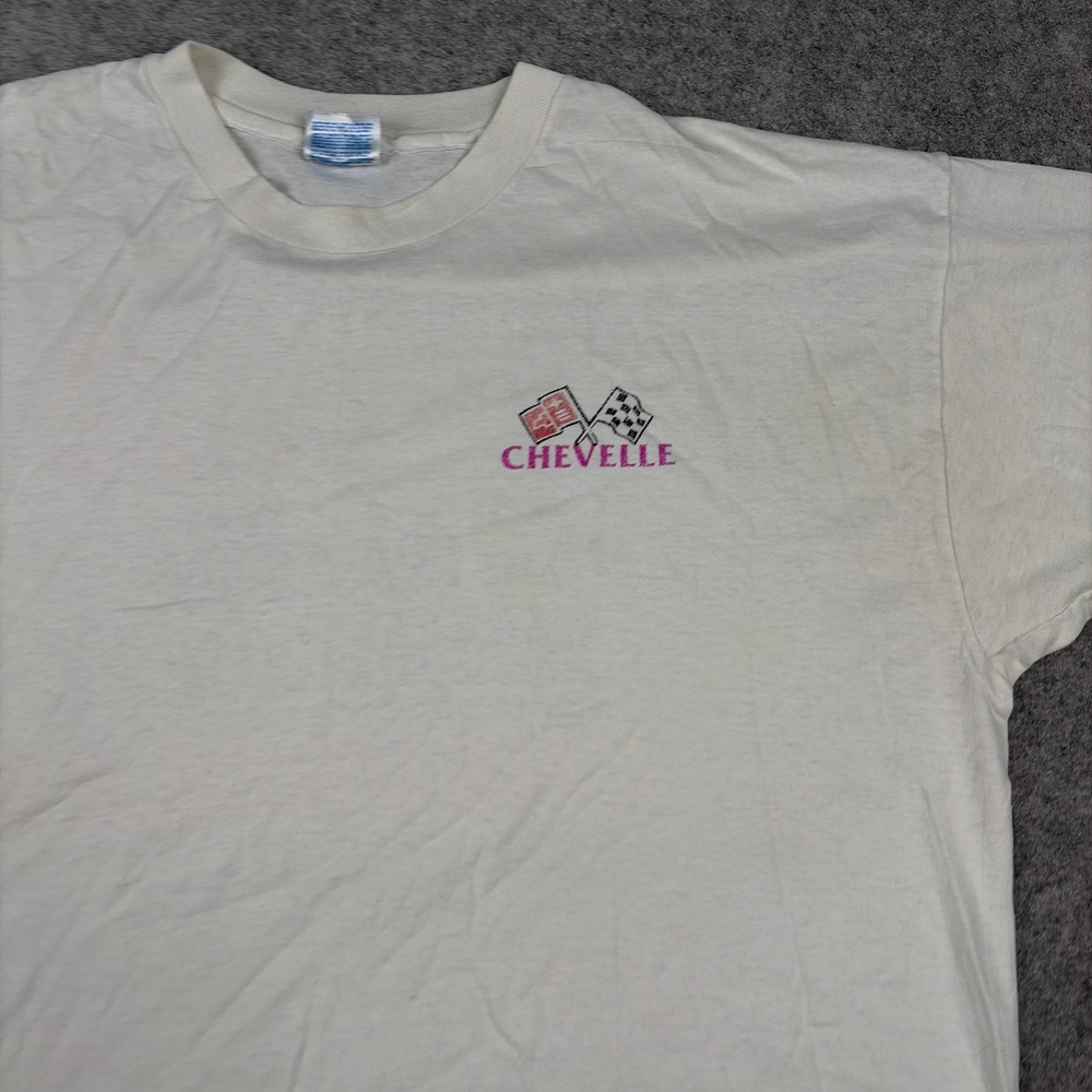 Vintage Chevelle Graphic T Shirt Mens XL White Racing Muscle Car Tee Y2K 90s - Picture 5 of 16